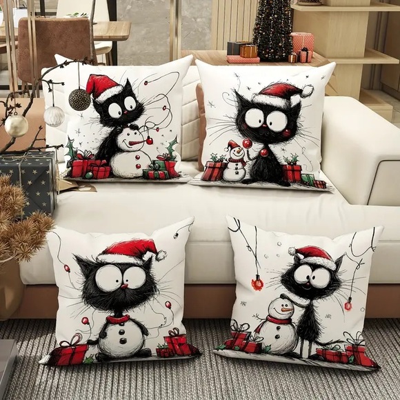 Crazy Cats Christmas Throw Pillow Cover - Pick 1 - Picture 5 of 7